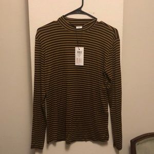 Black and Brown striped mockneck long sleeve shirt